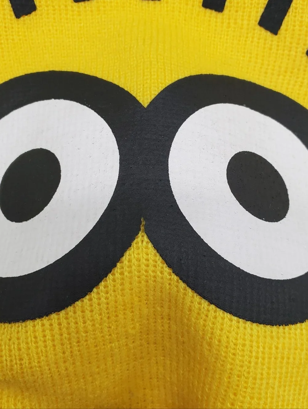 Universal Despicable Me Minion Yellow Beanie Hat with Black & White Eye Graphic